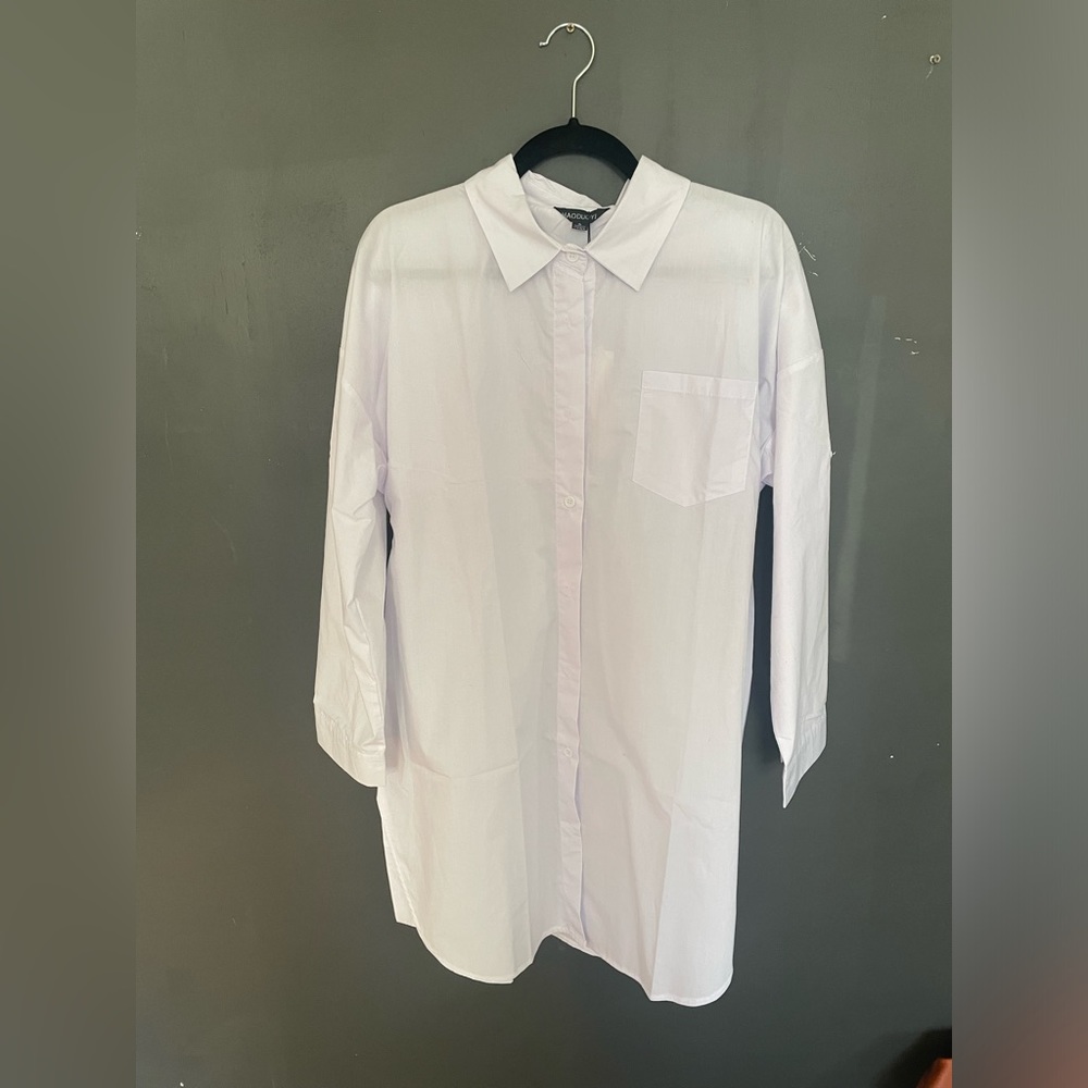 💕ASMAX HaoDuoYi | Casual Long Sleeve Boyfriend Shirt Dress Tunic Top